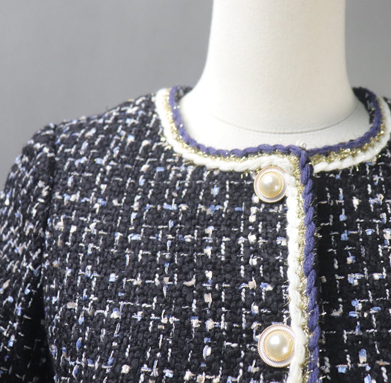 Women's Checked Jacket Coat Blazer CUSTOM MADE Pearl Buttons - Fashion Pioneer