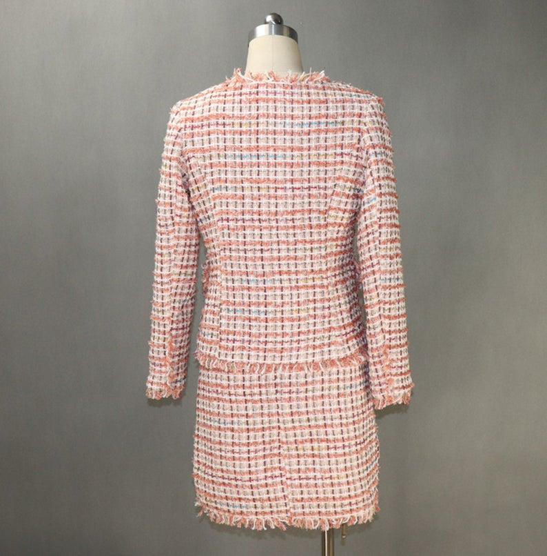 Womens Checked Tassel Jacket Coat Blazer+Shorts/Skirts UK CUSTOMER SERVICE! Womens Checked Tassel Jacket Coat Blazer + Shorts /Skirts, All of our suits can be made with a Skirt or a pair of Shorts or Trousers. Can worn for all suitable occasion like ceremony , inauguration ,winter and autumn. Dry cleaning and no machine washable.