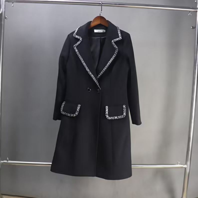 Women's Winter Tailor MADE Wool Blend Long Warm Coat Black UK CUSTOMER SERVICE! Women's Winter Tailor MADE Wool Blend Long Warm Coat Black - Black warm tweed coat with front buttons and Pocket. Made of comfortable and fantastic fabric, show off your charming curves. Suitable for Work, Winter or casual everyday look. Ladies sweater coat. Open Front with Button Closure, Pockets At Sides. Occasion: Autumn, Winter ,Spring, Casual Daily Wear.