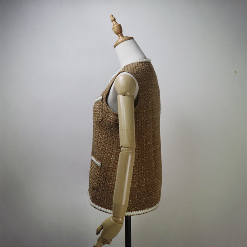 Women CUSTOM MADE Check Pattern Crooked Pockets Tweed Vest Gilet 2 Colours Quick International service! Custom made or tailor made Check Pattern Crooked Pockets Tweed Vest Gilet 2 Colours has four pockets, can wear it for official use, college inauguration, ceremony. Feel more comfort and confident.