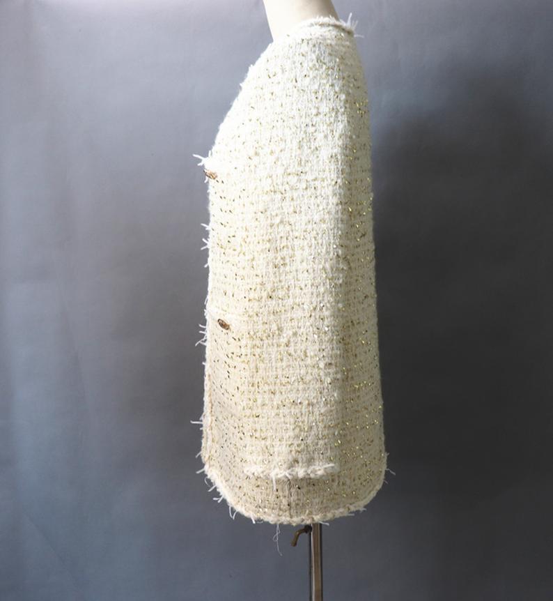 Women's Designer Inspired CUSTOM MADE Gold Tweed Coat - Fashion Pioneer