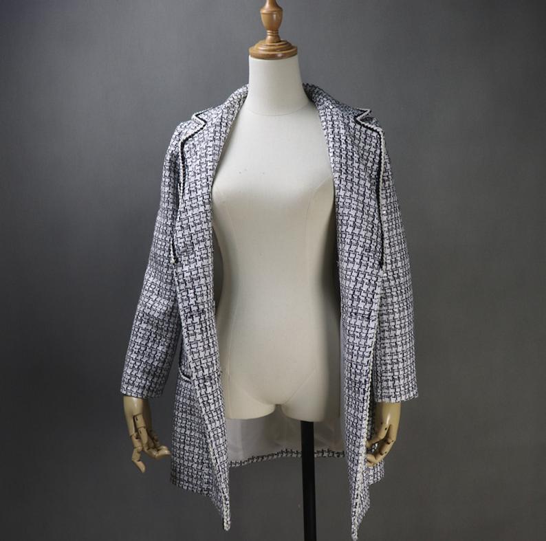 CUSTOM MADE Long White Coat Jewellery Checked Double Breasted Tweed for Women UK CUSTOMER SERVICE! CUSTOM MADE Long White Coat Jewellery Checked Double Breasted Tweed for Women, Can worn for ceremony, college Inauguration , Party, Night Out and Evening Friends with Dinner. No Machin washable. We offer Shorts, Skirts, Trousers for the suit.