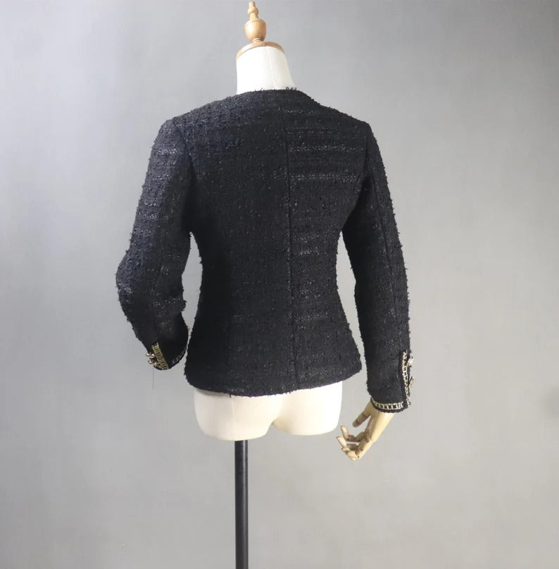 Women's CUSTOM MADE Golden Pattern Decor Jacket Blazer - Fashion Pioneer