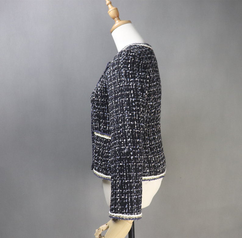 Women's Checked Jacket Coat Blazer CUSTOM MADE Pearl Buttons - Fashion Pioneer