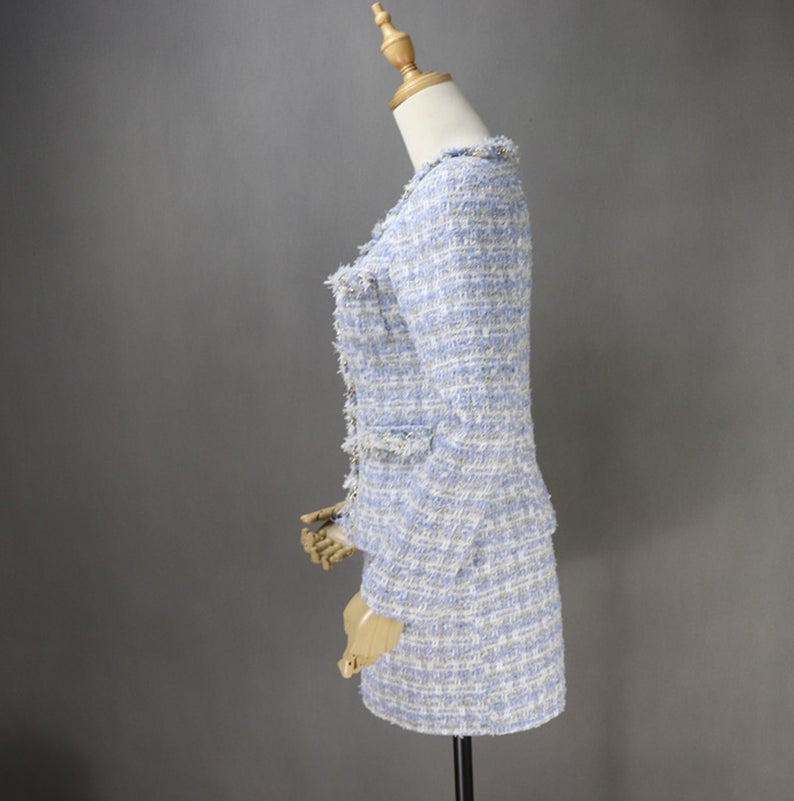 Womens Designer Inspired Custom Made Sparkle Tweed Blazer + Skirt Suit