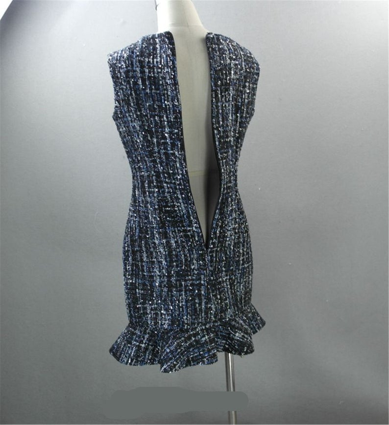 White Round Neck Tweed Fishtail Dress 4 Colours for Womens UK CUSTOMER SERVICE! White Round Neck Tweed Fishtail Dress 4 Colours for Womens - All items are made to order. Please advise your height, weight and body measurements ( Bust, shoulder, Sleeves, Waist and Length etc). Our tailors will make the order for you!. Can wear for all seasons. This is round neck with back zip and fishtail. Feel more comfort and look beautiful. Materials: Polyester