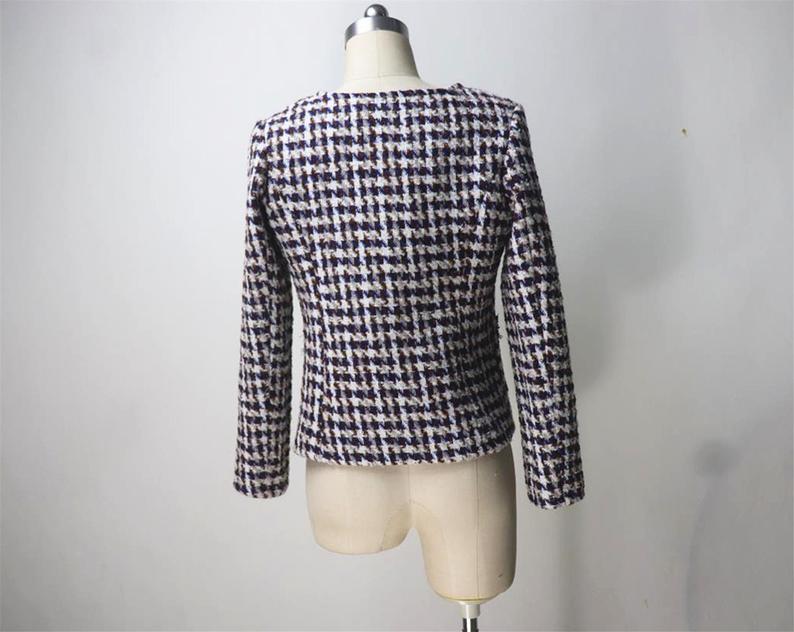 Womens Designer Inspired Custom Made Tweed Houndstooth Blazer + Skirt Suit