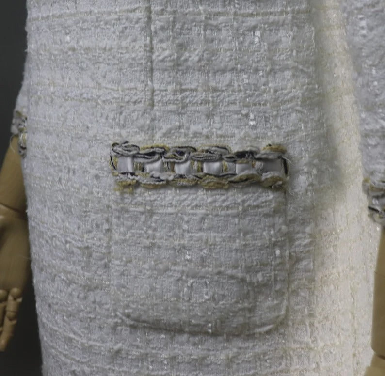 This white tweed dress is perfect for any formal occasions such as wedding, graduation, interviews, business meetings, Daily office wear. Dry Cleaning. The midi length and round-neck gives this pencil fashionable dress a classic and timeless shape, making the baggy trendy pretty dressing gown versatile for various special occasions.