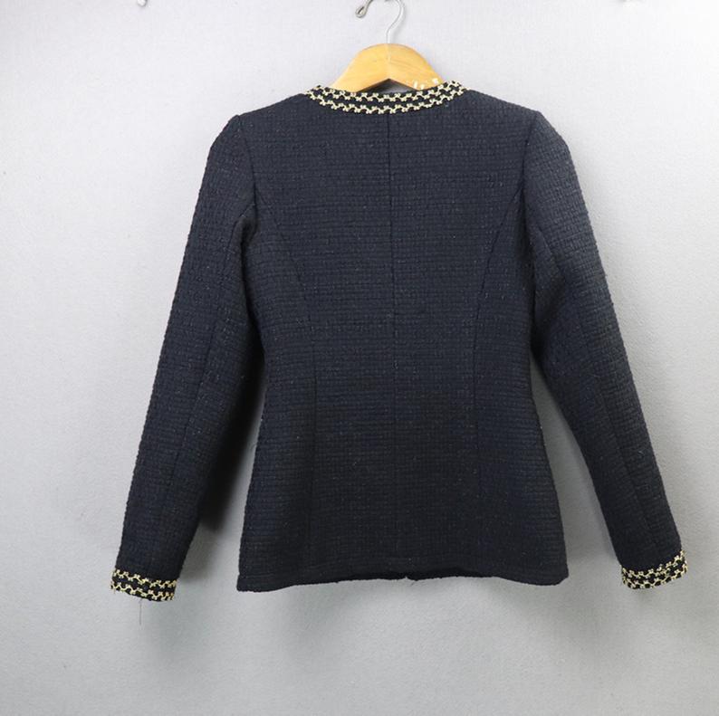 Golden Trim Hand Custom Made Tweed Shorts/Skirt Suit