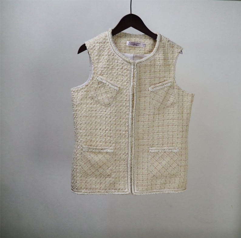 Women CUSTOM MADE Check Pattern Crooked Pockets Tweed Vest Gilet 2 Colours Quick International service! Custom made or tailor made Check Pattern Crooked Pockets Tweed Vest Gilet 2 Colours has four pockets, can wear it for official use, college inauguration, ceremony. Feel more comfort and confident.