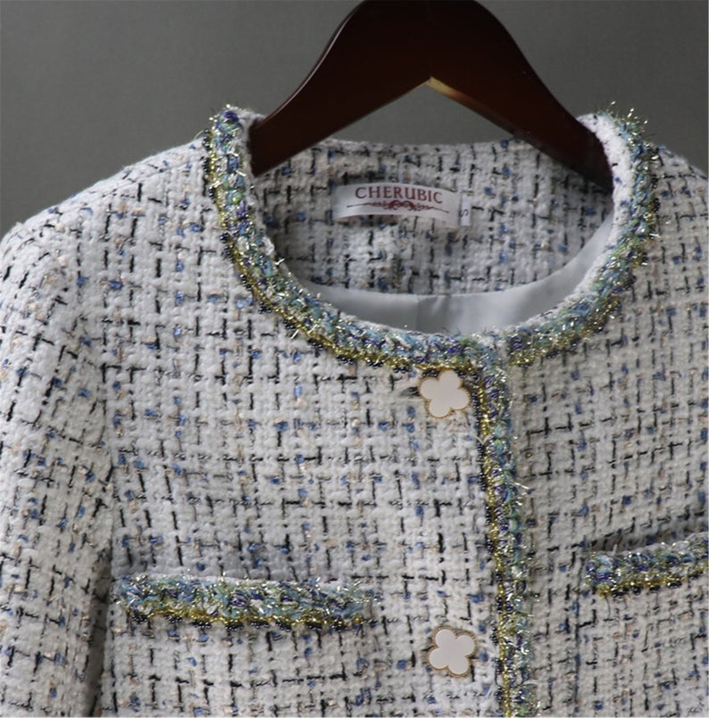Women's CUSTOM MADE Little Flower Button Tweed Jacket Coat Blazer *Customized Size* UK CUSTOMER SERVICE! Women's CUSTOM MADE Little Flower Button Tweed Jacket Coat Blazer, can worn for party, ceremony and inauguration All items are made to order. Please advise your height, weight and body measurements ( Bust, shoulder, Sleeves, Waist and Length etc). Our tailors will make the order for you! Materials: Wool blend