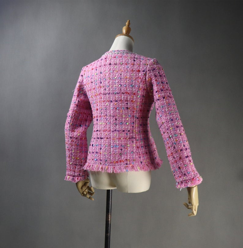 Multi-Colour Dots Pink Jacket Coat Blazer For Womens - Fashion Pioneer