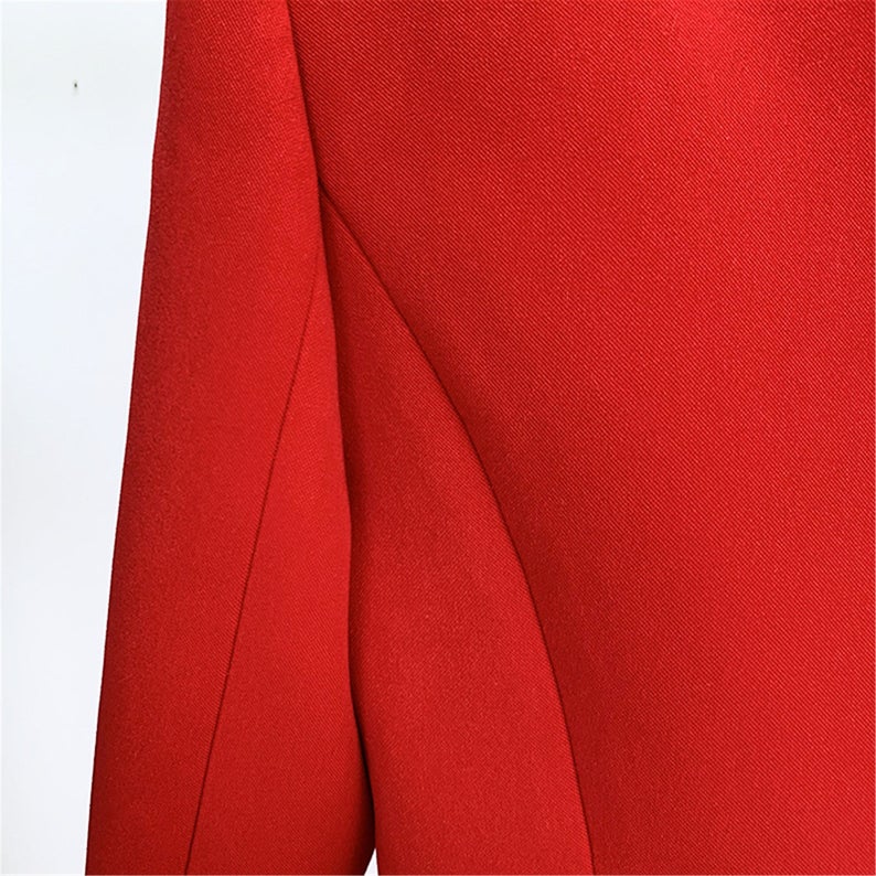Women's Luxury Fitted Blazer Golden Lion Buttons Coat red UK CUSTOMER SERVICE! Women's Luxury Fitted Blazer Golden Lion Buttons Coat red - Suit for spring, summer, fall and winter. Classic and Unique design will make you look more charming when you dress it in any professional occasion. The Blazer fitted jacket has a golden button frontage with single button closure. Polyester ,Fastening: Button. Slim Fit. Long Sleeve.