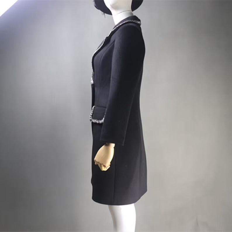 Women's Winter Tailor MADE Wool Blend Long Warm Coat Black UK CUSTOMER SERVICE! Women's Winter Tailor MADE Wool Blend Long Warm Coat Black - Black warm tweed coat with front buttons and Pocket. Made of comfortable and fantastic fabric, show off your charming curves. Suitable for Work, Winter or casual everyday look. Ladies sweater coat. Open Front with Button Closure, Pockets At Sides. Occasion: Autumn, Winter ,Spring, Casual Daily Wear.