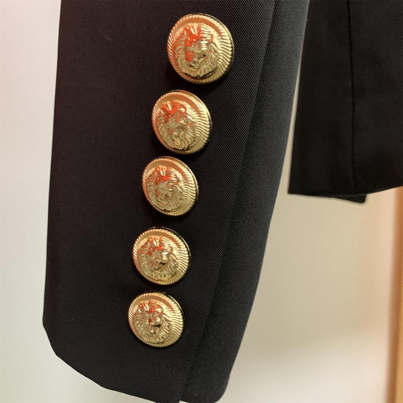 Women's White Fitted Blazer Golden Lion Buttons Coat 2 Colours UK CUSTOMER SERVICE! Women's White Fitted Blazer Golden Lion Buttons Coat 2 Colours -This ladies blazer has a beautiful double breasted silhouette. The White Blazer fitted jacket has a golden button frontage with single button closure. 96% Polyester .Fastening: Button. Slim Fit. Long Sleeve.