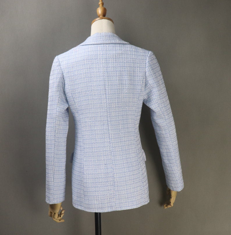 Women's CUSTOM MADE Tweed Blue Jacket Coat Blazer+ Dress/ Skirt/ Trousers UK CUSTOMER SERVICE! Women's CUSTOM MADE Tweed Blue Jacket Coat Blazer+ Dress/ Skirt/ Trousers, can worn for official use, interview , ceremony and college inauguration. Dry Cleaning and no machine washable. We offer Dress, Shorts, Skirts, Trousers for the suit