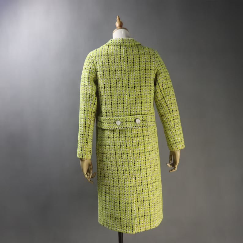 Women's Yellow Winter Tailor MADE Checked Long Warm Coat UK CUSTOMER SERVICE! Women's Yellow Winter Tailor MADE Checked Long Warm Coat - Yellow Checked warm coat can worn for Winter season and Autumn season. Feel comfort and elegant. All items are made to order. Please advise your height, weight and body measurements ( Bust, shoulder, Sleeves, Waist and Length etc). Our tailors will make the order for you! Materials: Wool blend (20% Wool)