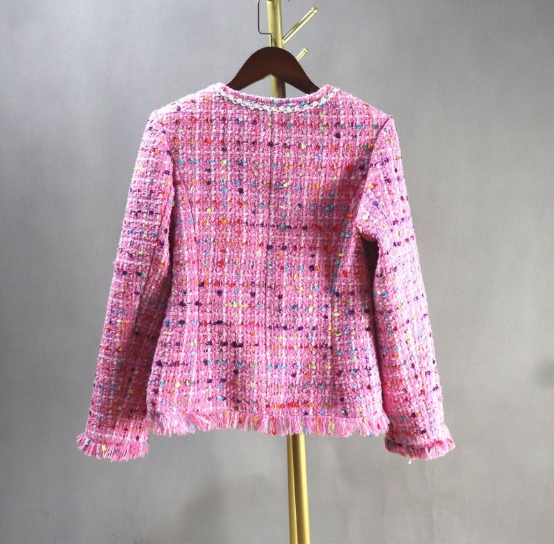 Multi-Colour Dots Pink Jacket Coat Blazer For Womens - Fashion Pioneer