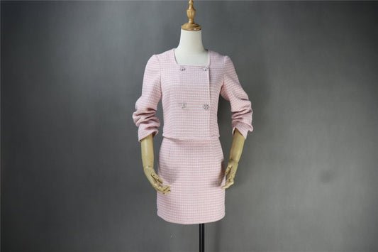 Tailor Made Tweed Squire Neck Small Check Blazer + Skirt Suit for Women  UK CUSTOMER SERVICE! Tailor Made Tweed Squire Neck Small Check Blazer + Skirt Suit for Women, can worn for ceremony, college Inauguration and Official Use.  All items are made to order. Please advise your height, weight and body measurements ( Bust, shoulder, Sleeves, Waist and Length etc). Our tailors will make the order for you!  Materials: polyester