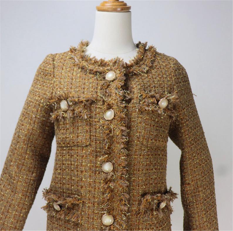 Tailor or Custom Made Hand Made Loose Fit Brown Tweed Blazer + Skirt Suit 6 Colours for Women UK CUSTOMER SERVICE! All items are made to order. Please advise your height, weight and body measurements ( Bust, shoulder, Sleeves, Waist and Length etc). Our tailors will make the exact measurement for you!.Light weight and comfort to wear party, outside, official use and ceremony. Materials: Wool blend