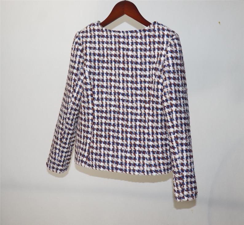 Womens Designer Inspired Custom Made Tweed Houndstooth Blazer + Skirt Suit