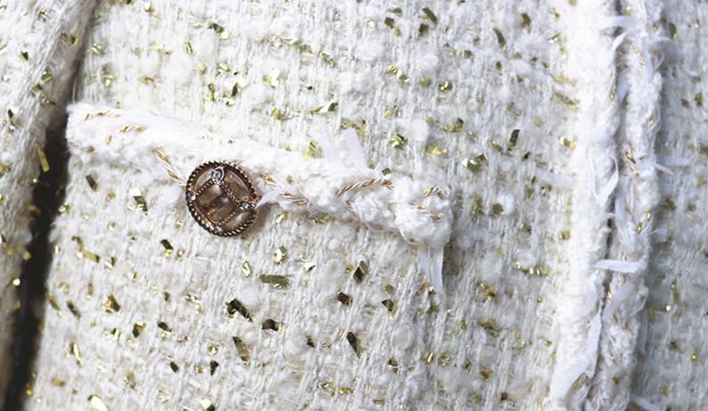 Women's Designer Inspired CUSTOM MADE Gold Tweed Coat - Fashion Pioneer
