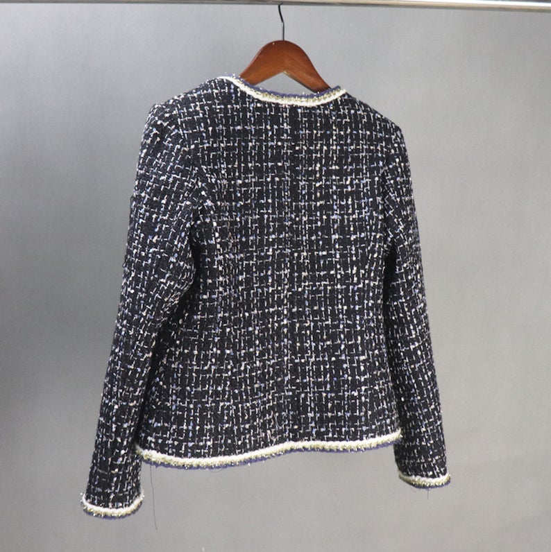 Women's Checked Jacket Coat Blazer CUSTOM MADE Pearl Buttons - Fashion Pioneer