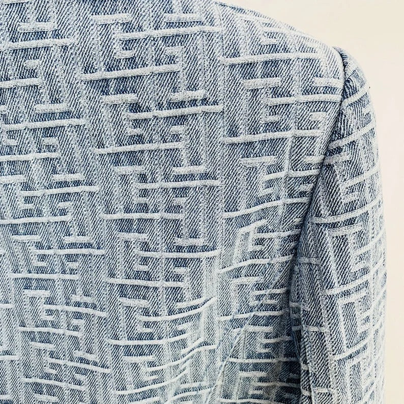 Fashion Pioneer - Blue Maze Pattern Fitted Blazer Jacket For Women , Soft, light and stretchy. This jacket comes with a full lining, soft and comfortable to Wear. Material: Polyester ,Slim fit and long Sleeves with buttons and two pockets. Great for casual, formal, business wear and other special events. Whether for a casual or a professional look, this suit blazer definitely makes you stunning.