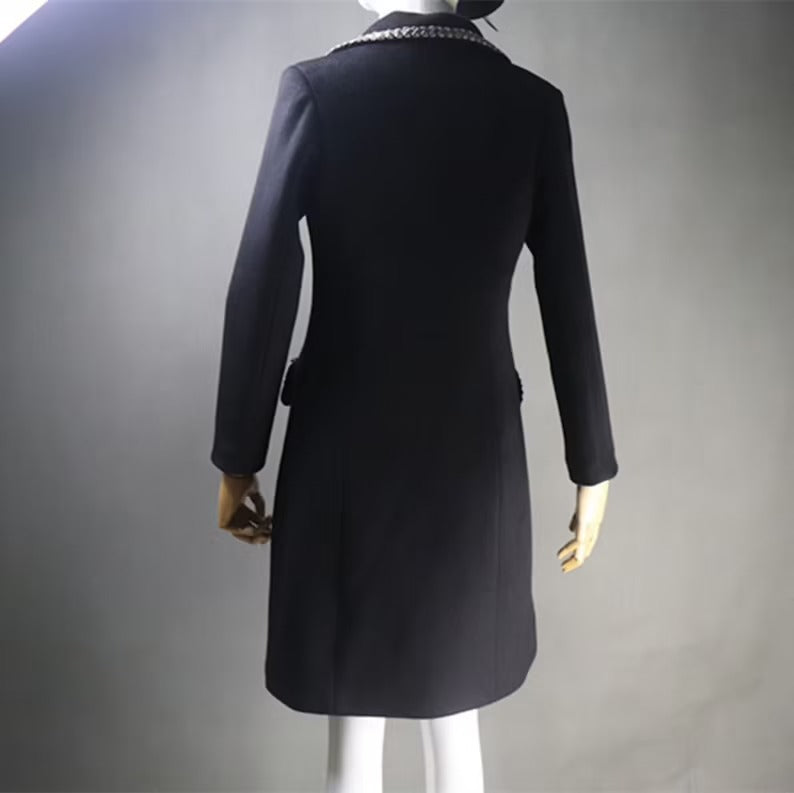 Women's Winter Tailor MADE Wool Blend Long Warm Coat Black UK CUSTOMER SERVICE! Women's Winter Tailor MADE Wool Blend Long Warm Coat Black - Black warm tweed coat with front buttons and Pocket. Made of comfortable and fantastic fabric, show off your charming curves. Suitable for Work, Winter or casual everyday look. Ladies sweater coat. Open Front with Button Closure, Pockets At Sides. Occasion: Autumn, Winter ,Spring, Casual Daily Wear.