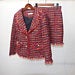 Hand Made Pearl Buttons Tweed Jacket Coat Blazer + Skirt Red
