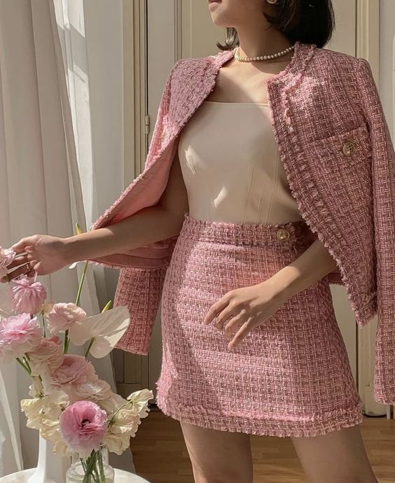 Women's Designer Inspired Custom Made Tweed Blazer + Skirt Suit 6 Colors - Fashion Pioneer