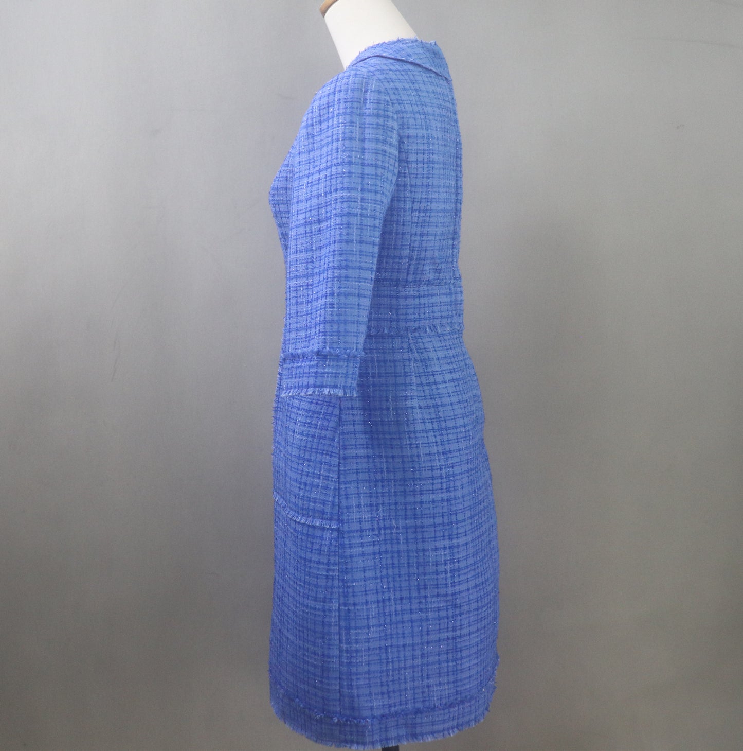 Custom Made Royal Blue Tweed Midi Dress