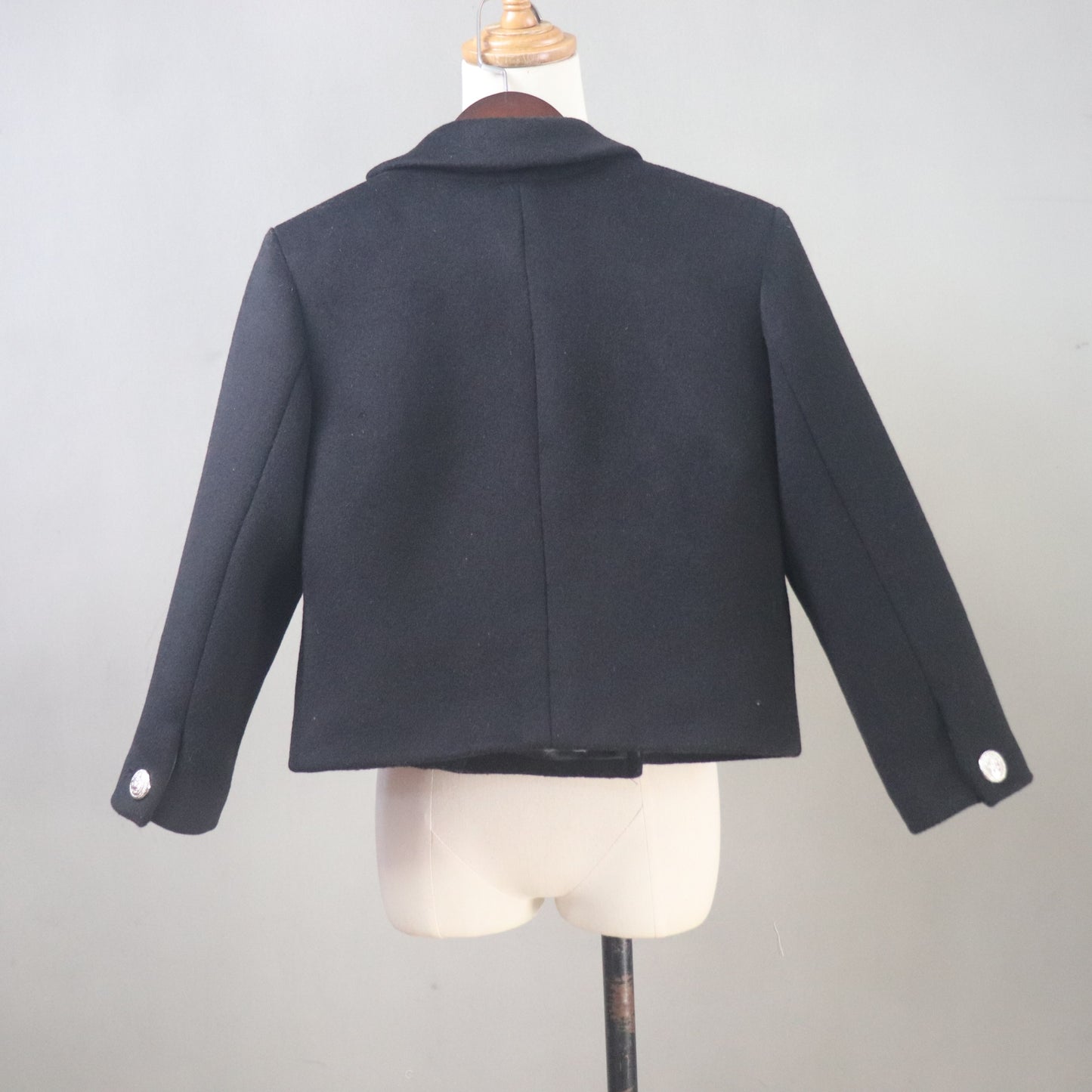 Custom Make Black Wool Cropped Jacket