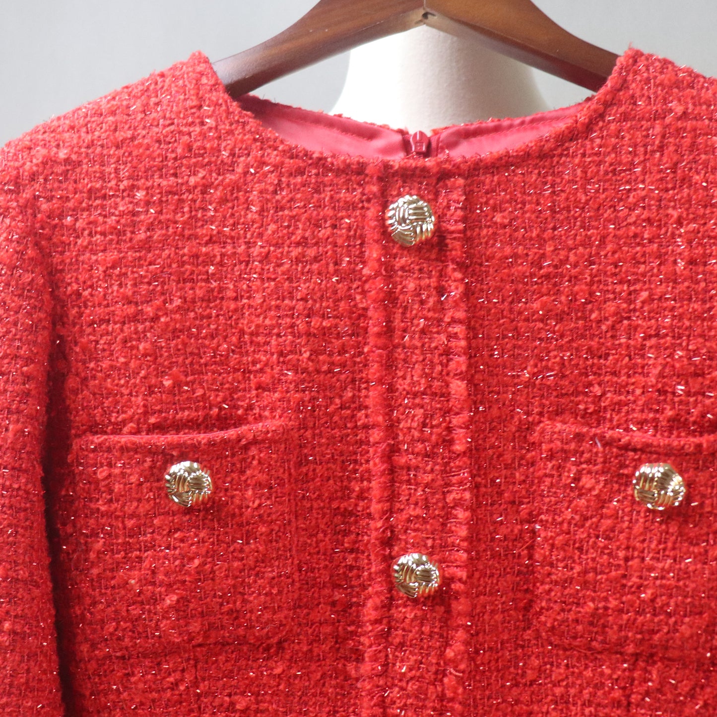 Winter Red Tweed Dress / Plus Size / Custom Length Options