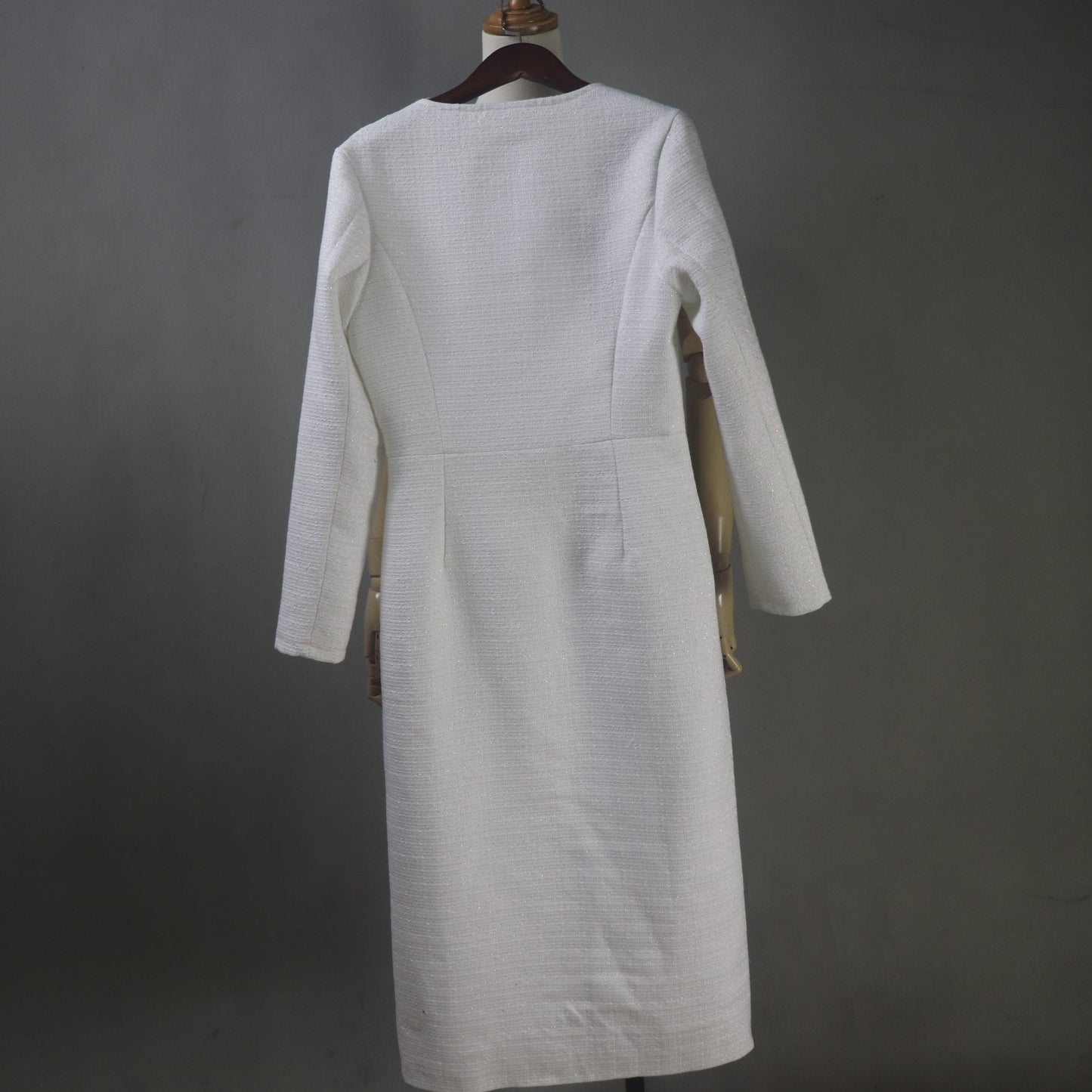 Custom White Tweed Midi Dress – Any Length & Size