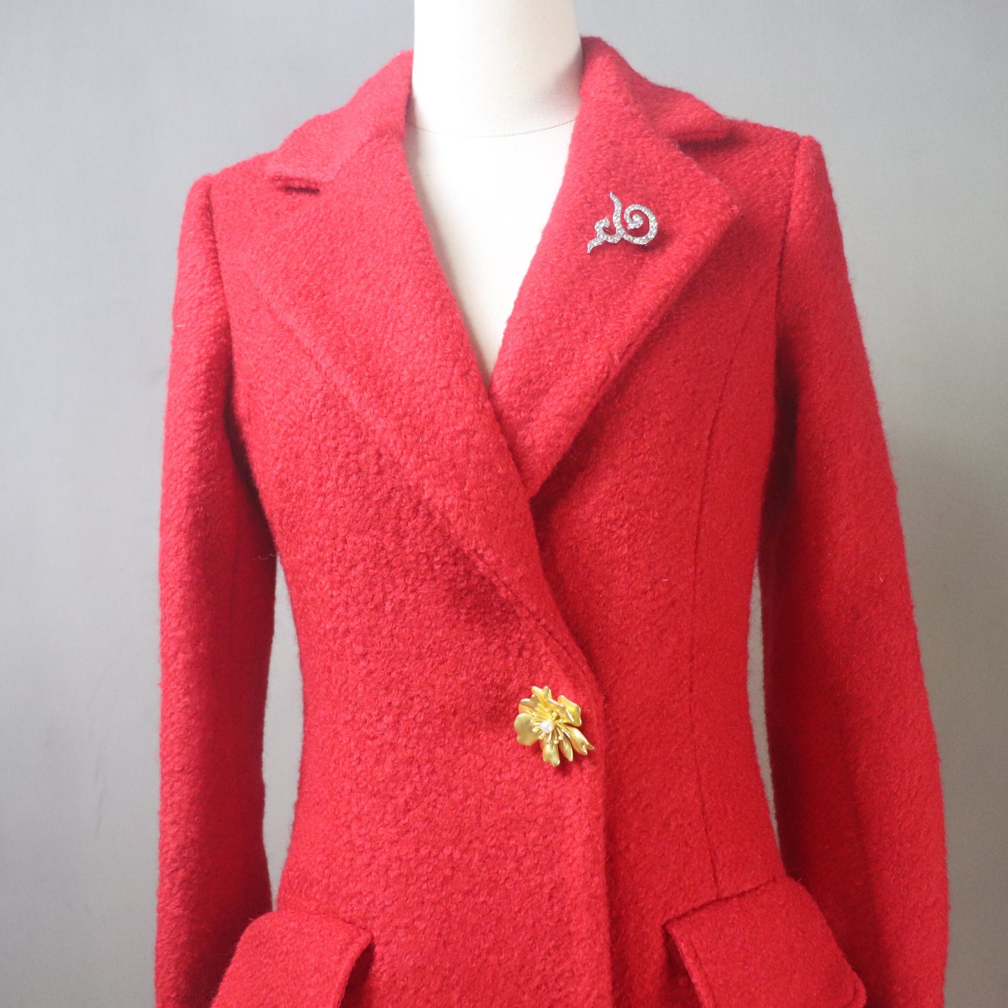 Women’s Extra Long Tweed Wool Coat – Custom Made, Plus Sizes, 24 Colors option