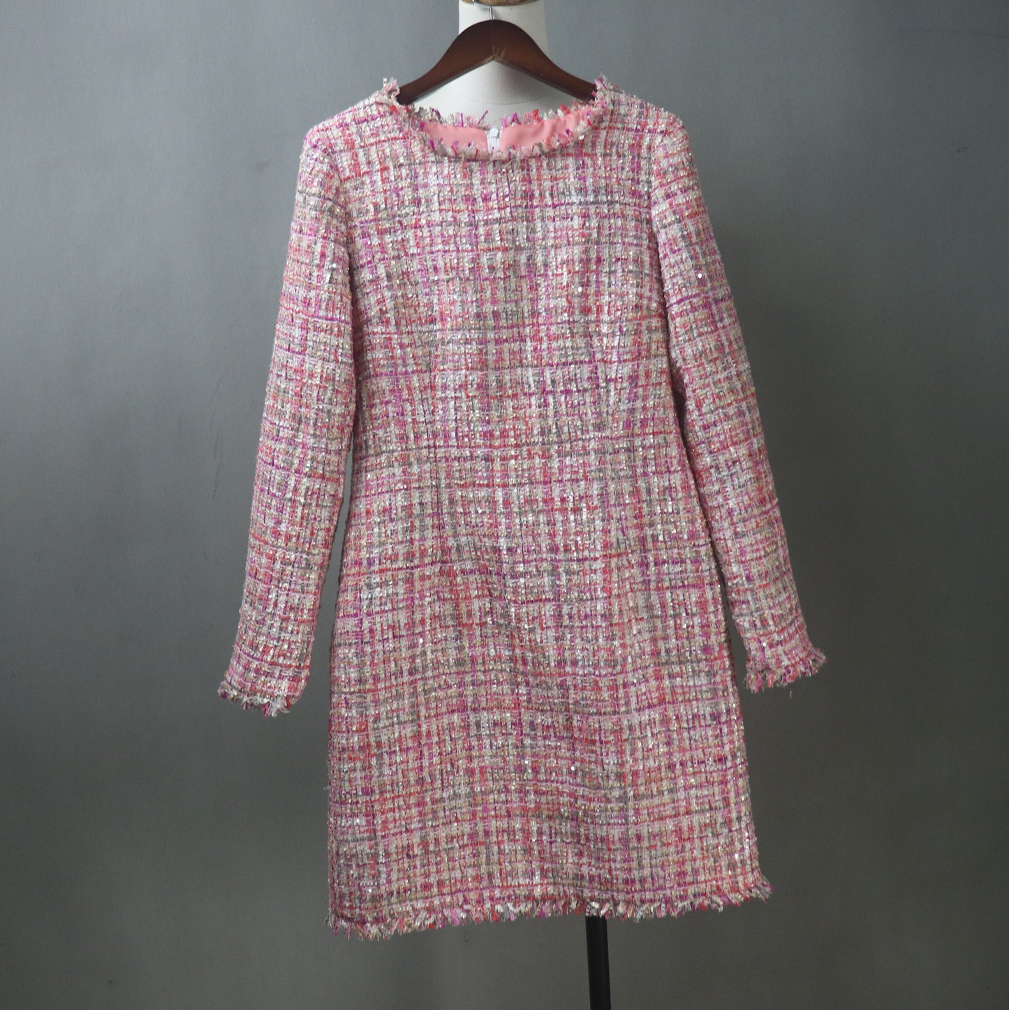 Pink Tweed Dress / Plus Size / Custom Length Option