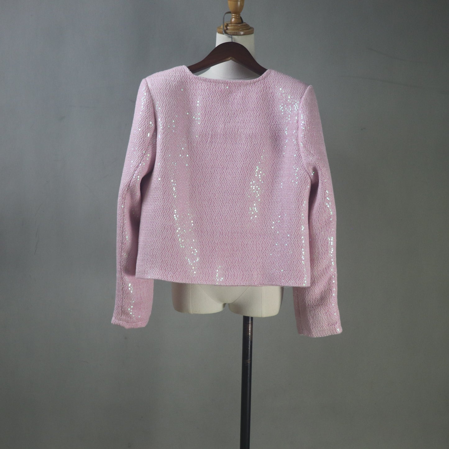 Custom Blush Pink Sequin Tweed Skirt Suit Set – Any Length & Size