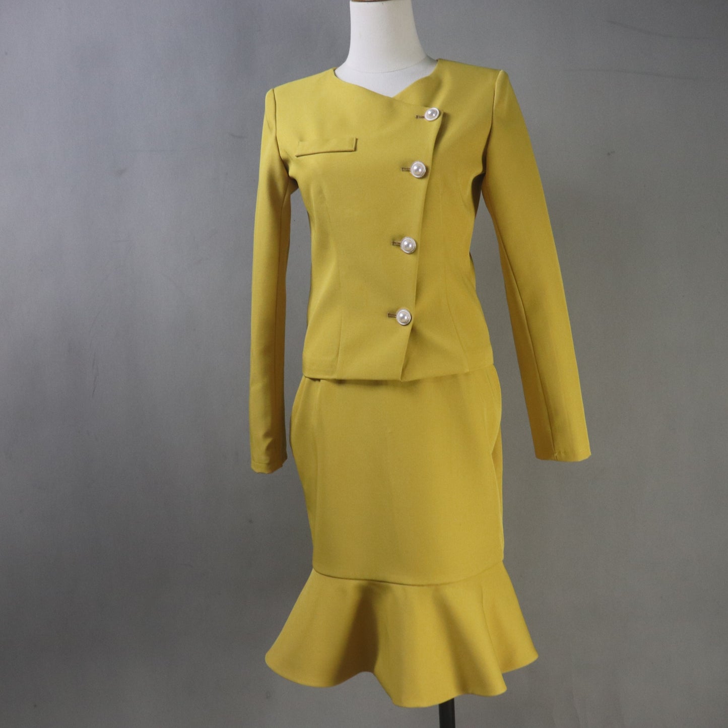Custom Made Blazer Skirt Suit: Cropped Jacket, Fishtail Skirt, Any Size