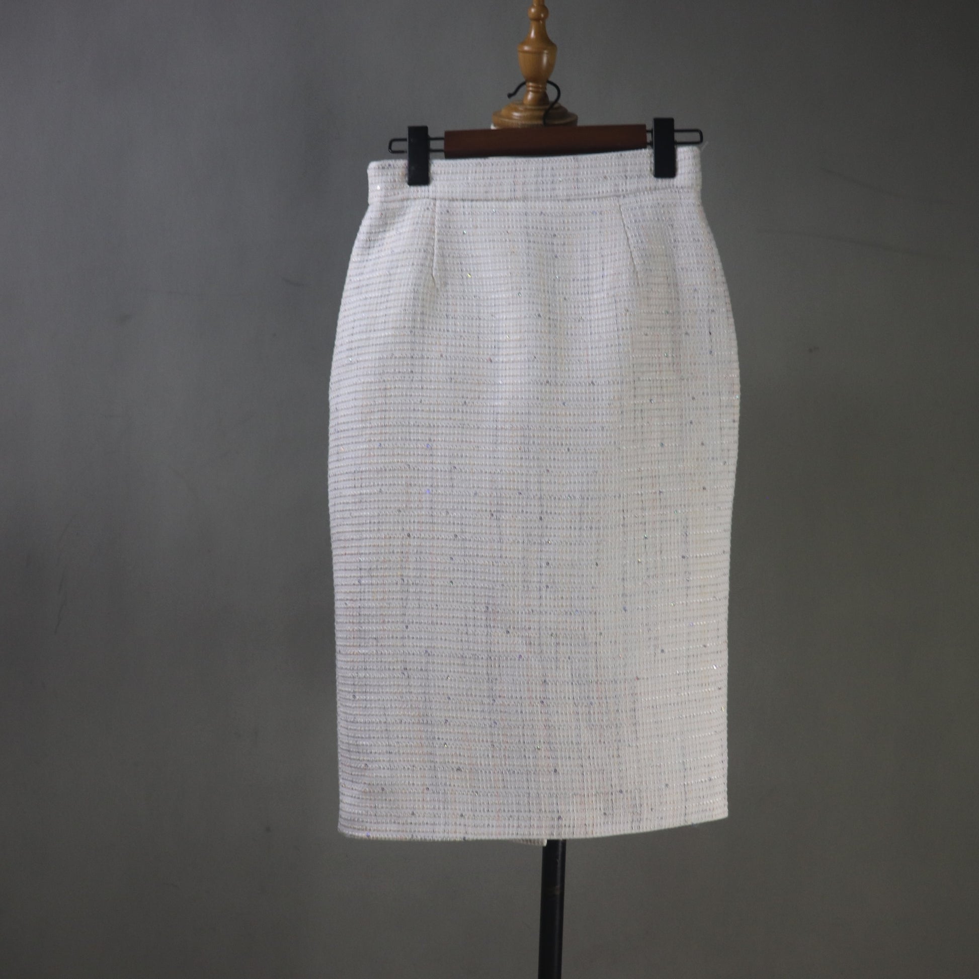 Custom Made Cream White Sequinned Tweed Skirt Suit Set, Any Size - Fashion Pioneer 