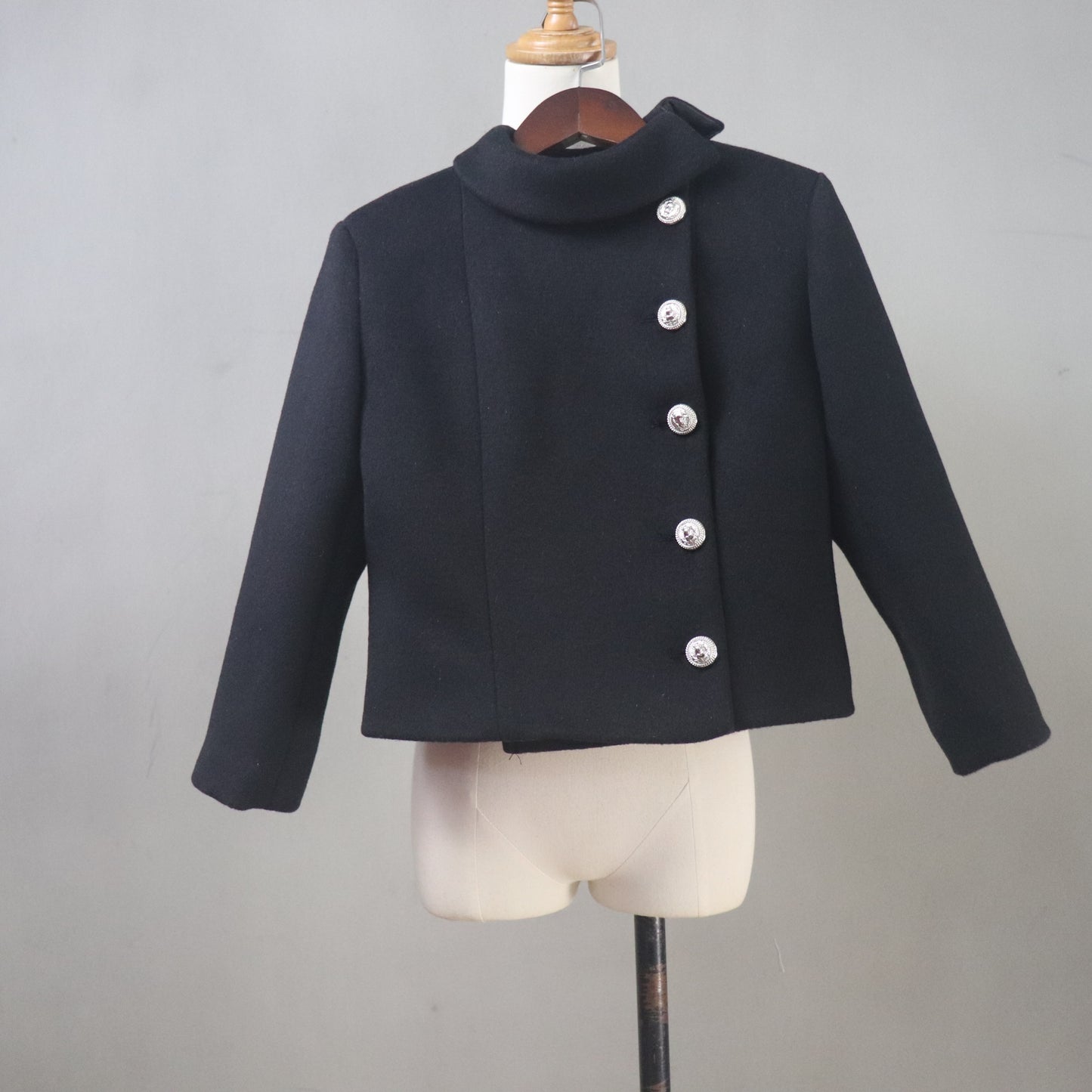 Custom Make Black Wool Cropped Jacket