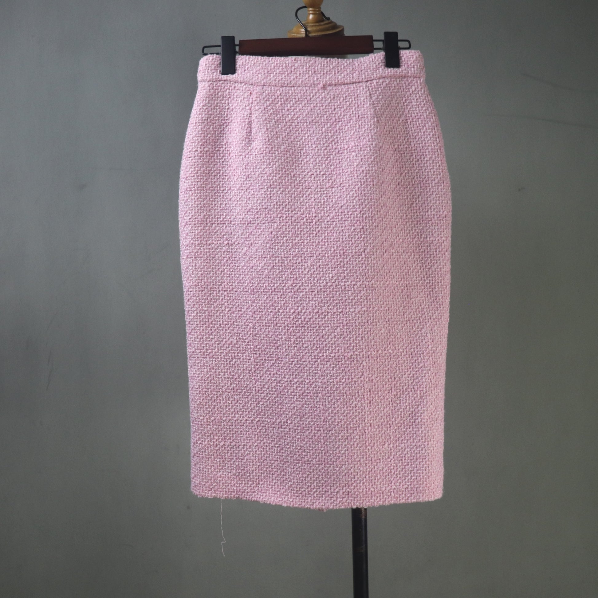 Custom Made Pink Tweed Skirt Suit Women | Puff Sleeves | Any Size - Fashion Pioneer 