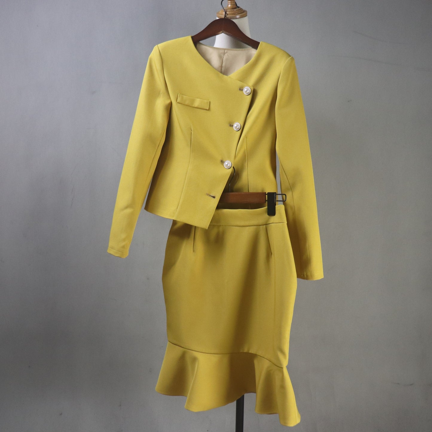 Custom Made Blazer Skirt Suit: Cropped Jacket, Fishtail Skirt, Any Size