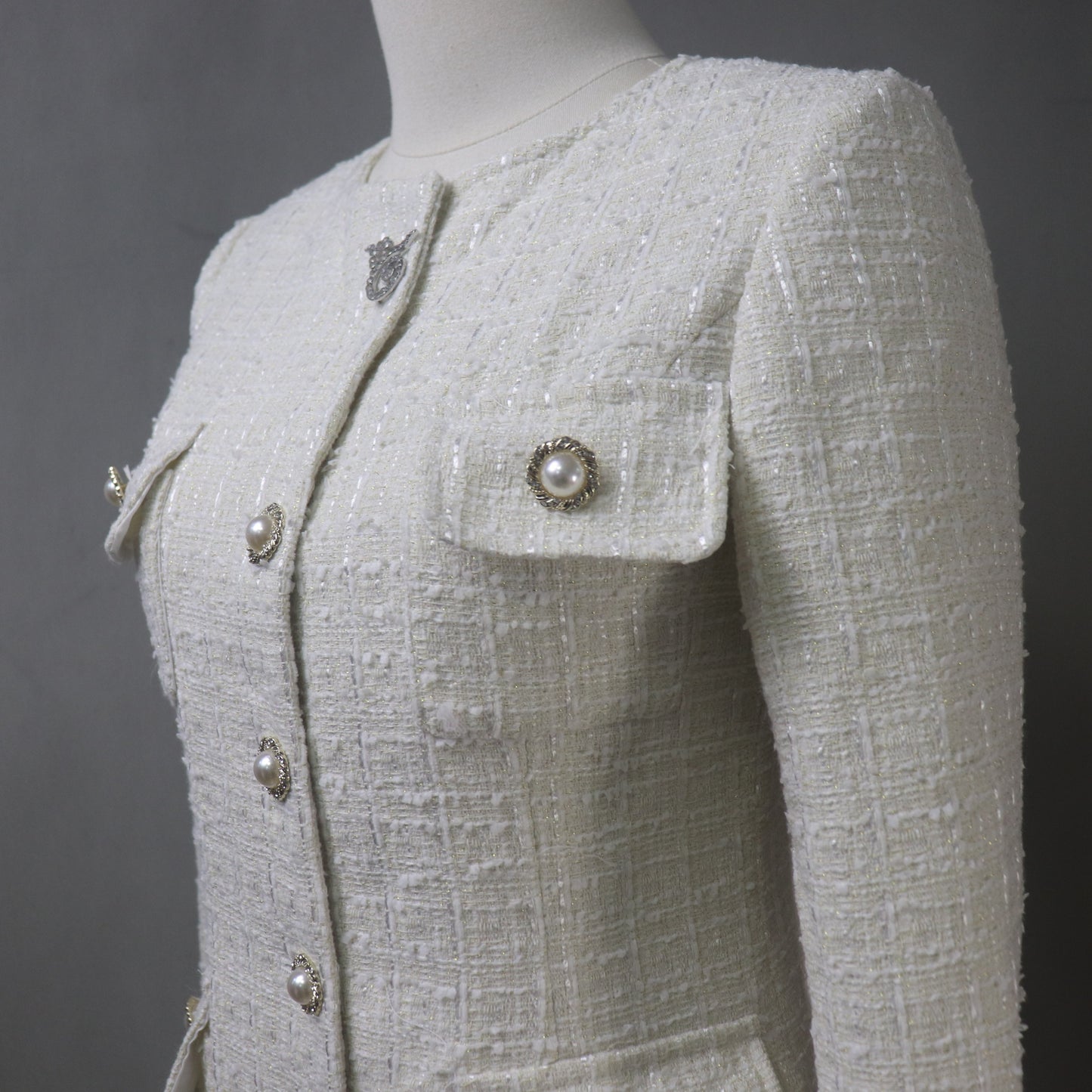 Luxurious Custom Tweed White Overcoat - Made-to-Measure Winter Jacket, Feather Trim, All Sizes and Any Length