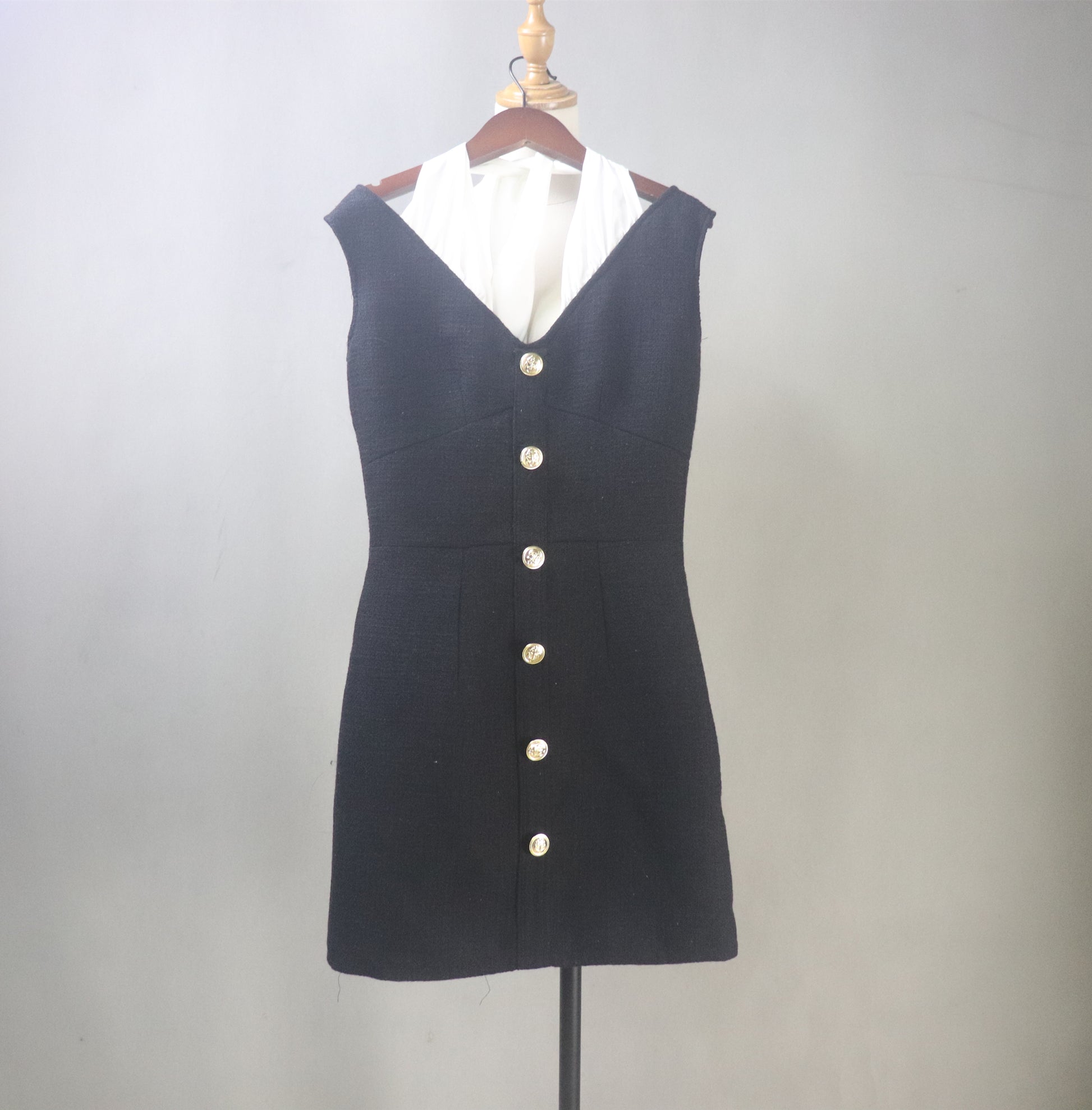 Bespoke Dark Grey Tweed Dress Elegant & Feminine Bespoke Dark Grey Tweed Dress Elegant & Feminine