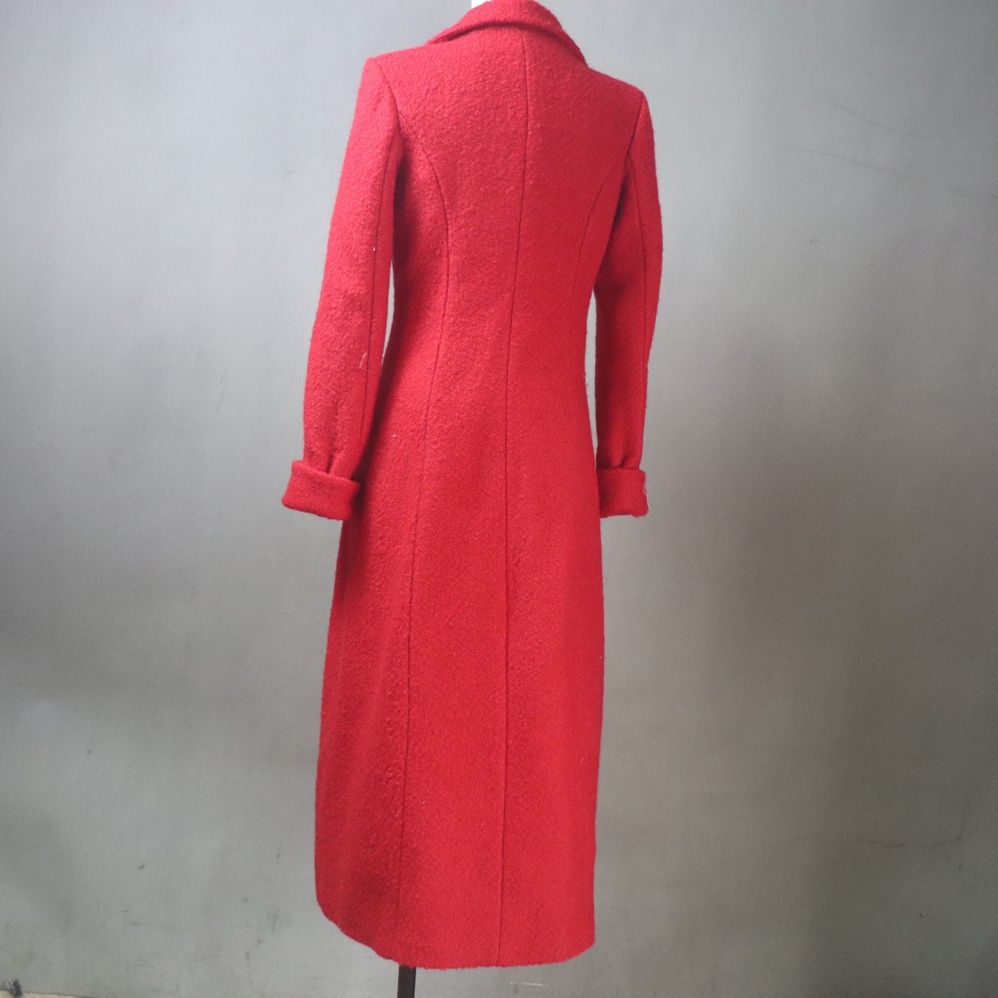 Women’s Extra Long Tweed Wool Coat – Custom Made, Plus Sizes, 24 Colors option
