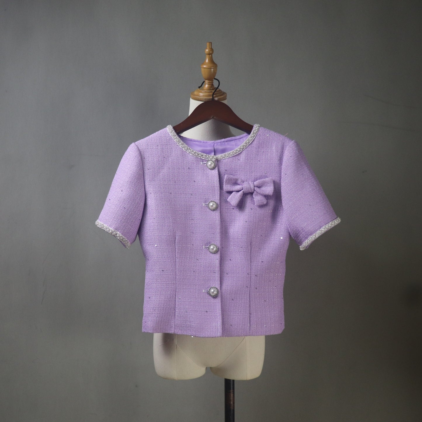 Custom Tweed Lilac Purple Suit Set | Made-to-Measure Jacket & Pencil Skirt | Any Length