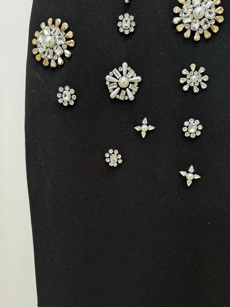 diamonds pearls embellishment on the dress