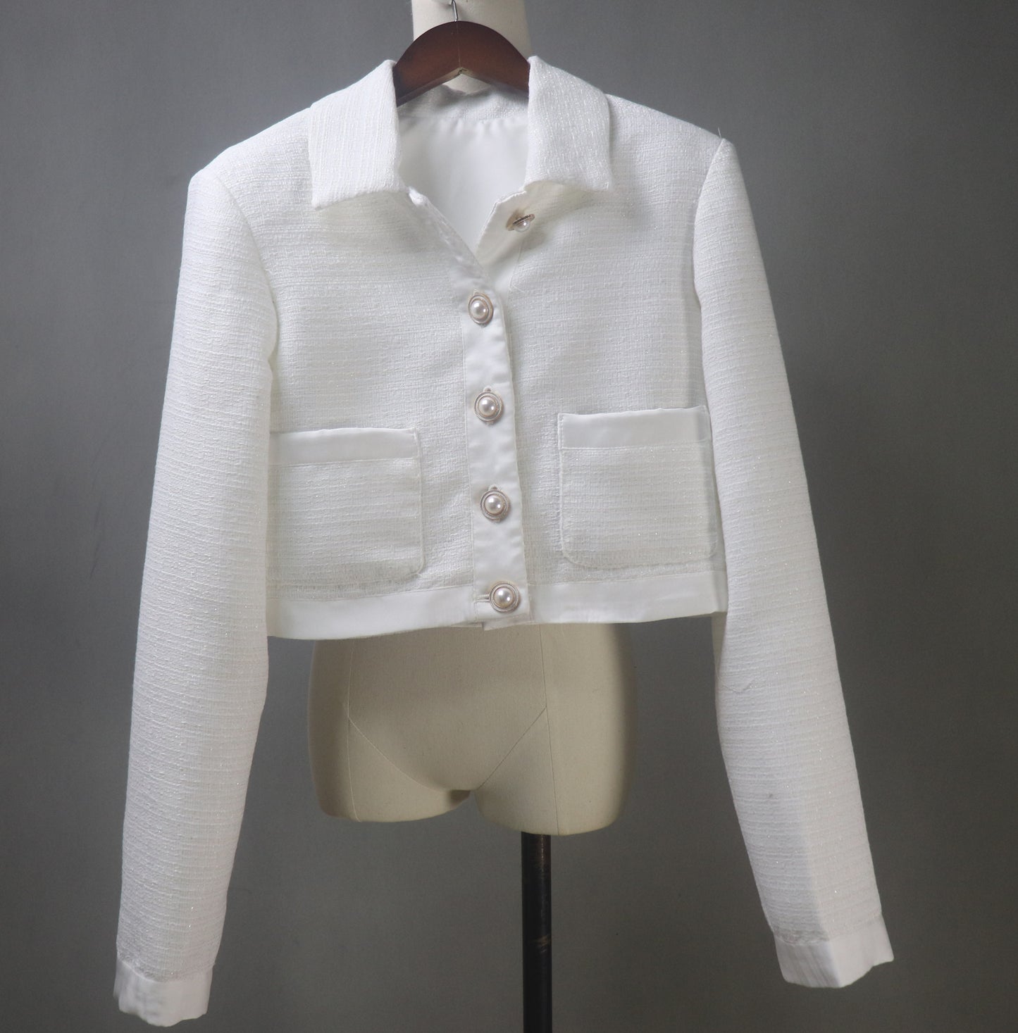 White Tweed 3 Pieces Dress Suit – Custom Size