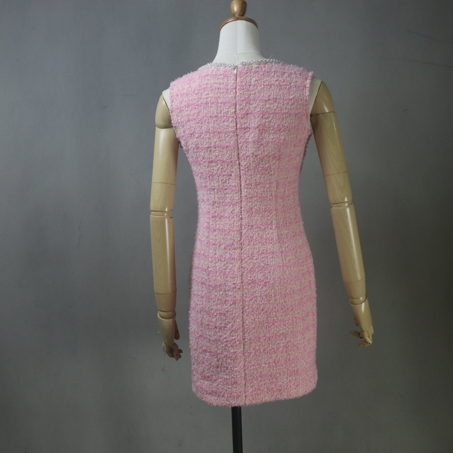 Pink Tweed Dress and Long Coat Set, Made-to-Measure, Any length